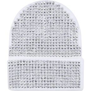 RARITYUS Unisex Shiny Bling Rhinestone Beanie Hat Y2K Skull Beanies Winter Knit Snow Soft Cap Stretchy Ski Hats in Kuwait