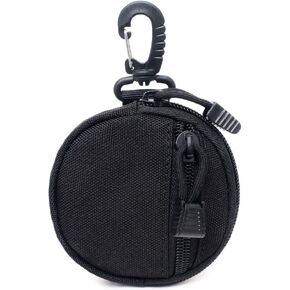 Coin Purchase Keychain, Professional Molle Pouch Accessories for Men, Small Round Coin Holder Pouch as Wallet, Change Purse, EDC Pouches. (Khaki)