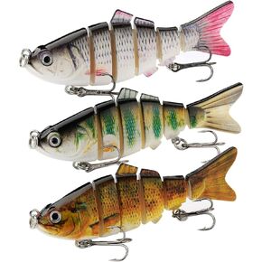 JOHNCOO Multi Jointed Swimbaits Kit Fishing Lures for Bass Trout Slow Sinking Freshwater Saltwater Lifelike Fishing Baits Box Gifts for Men