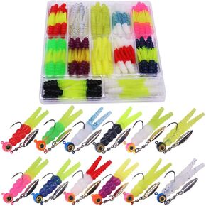 Crappie Jigs and Lures Kit -135 & 40 Piece Set with Plastics, Jig Heads, Split-Tail Grub Baits - Perfect for Crappie Fishing, Panfish Lures in Saudi Arabia
