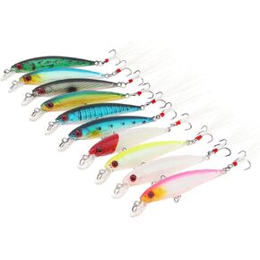 【Happy Shopping Day】 OriGlam 10pcs 3D Artificial Minnow Fishing Lures Baits, Fishing Tackle CrankBait Bass, Hard Bait Swimbait Fishing Lure in Saudi Arabia