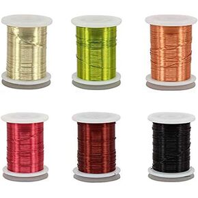 Riverruns 6 Color/Set Non-tarnishing Ultra Copper Wire 0.1mm, 0.2mm, 0.3mm Super Realistic Fly Tying Material Proudly from Europe Great Choices for Larve Nymph, Streamer (0.2mm Wire Pack) in Kuwait