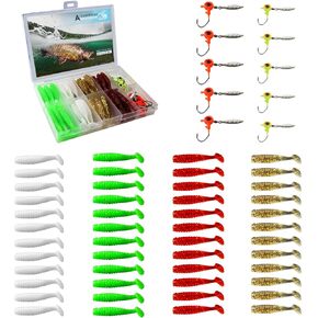 Crappie Jigs Fishing Lure Kit, Crappie Lures with Jig Heads for Bass Fishing, Soft Plastic Baits and Grubs for Fishing Saltwater Freshwater, Crappie Fishing for Trout Panfish Perch Walleye Minnows