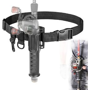 ليو حامل صنارة الصيد بحزام خصر قابل للتعديل، اداة اساسية لصيد الاسماك في الهواء الطلق، اداة اساسية دوارة لصنارة الصيد، حامل بكرة صنارة صيد محمول (اسود) in Kuwait