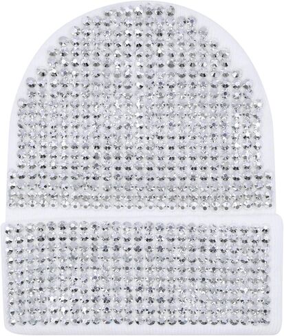 RARITYUS Unisex Shiny Bling Rhinestone Beanie Hat Y2K Skull Beanies Winter Knit Snow Soft Cap Stretchy Ski Hats in Kuwait