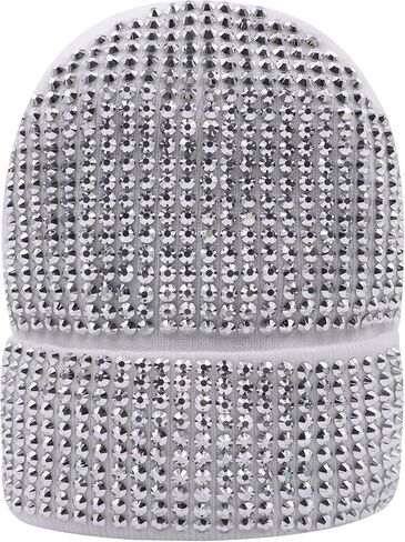 RARITYUS Unisex Shiny Bling Rhinestone Beanie Hat Y2K Skull Beanies Winter Knit Snow Soft Cap Stretchy Ski Hats in Kuwait