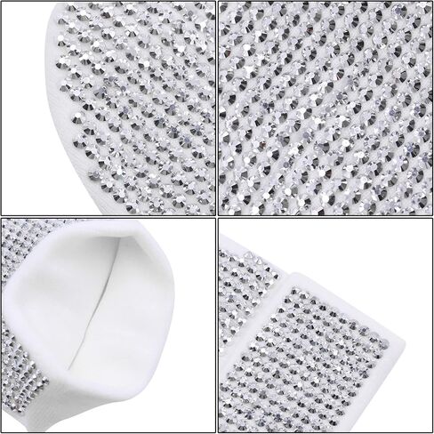 RARITYUS Unisex Shiny Bling Rhinestone Beanie Hat Y2K Skull Beanies Winter Knit Snow Soft Cap Stretchy Ski Hats in Kuwait