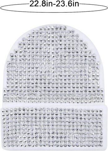 RARITYUS Unisex Shiny Bling Rhinestone Beanie Hat Y2K Skull Beanies Winter Knit Snow Soft Cap Stretchy Ski Hats in Kuwait