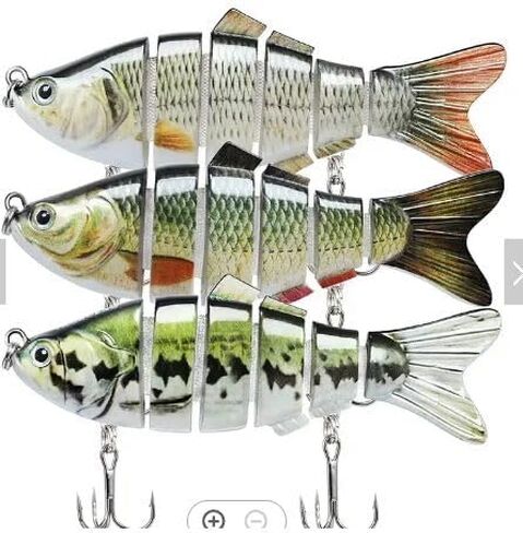 Nataly Fishin Lures الصيد السحر لباس سمك السلمون المرقط، طعوم سباحة متعددة المفاصل، طُعم سباحة بيونيك بطيء الغرق للمياه العذبة المالحة باس بايك كرابي، طقم طُعم صيد نابض بالحياة in Kuwait