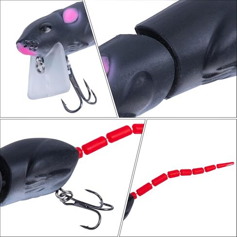 Goture Mice Rat Fishing Lures Topwater 3D Mouse Lures Baits Artificial Rat Swimbaits Bass Trout Hard Lures Kit Gifts for Men 2Pcs in Saudi Arabia