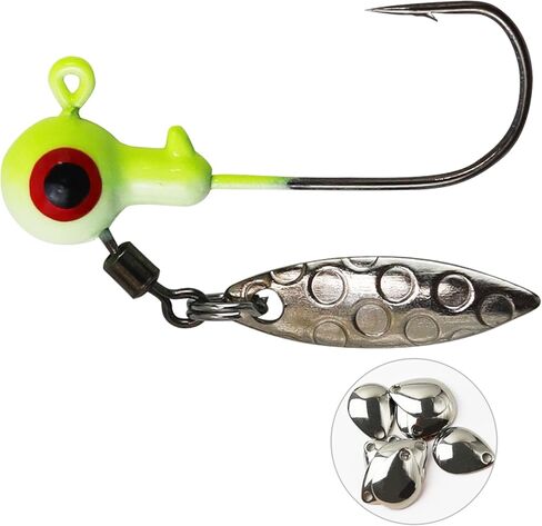 Crappie Jigs Heads Round ball, 25/40/50 PCs, Fishing Underspins Bulk Jig Head for Crappie Lures, Sticky Sharp Hook for Bass, Panfish Baits, Glow In The Dark Freshwater Saltwater CWSDXM 1/8 3/16 3/8 oz in Kuwait