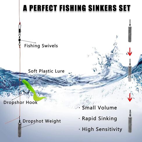 CWSDXM Fishing Weights Sinkers Fishing Worm Weights Assorted Set 50 Pcs, Bullet sinkers, Cannonball & Pencil Drop Shot Weights, Removable Rubber Core Weights for Saltwater Freshwater Fishing… in Kuwait