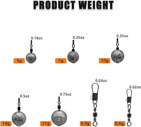 CWSDXM Fishing Weights Sinkers Fishing Worm Weights Assorted Set 50 Pcs, Bullet sinkers, Cannonball & Pencil Drop Shot Weights, Removable Rubber Core Weights for Saltwater Freshwater Fishing… in Kuwait
