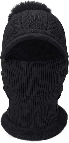 MioCloth Women Visor Beanie Cap Face Ear Cover Pom Hat Neck Warmer Christmas Warm Gift in Saudi Arabia