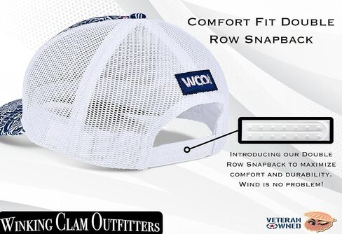 Winking Clam Outfitters Fishing Hat Adjustable Mesh Snapback Ball Cap + Multiple Patches in Kuwait