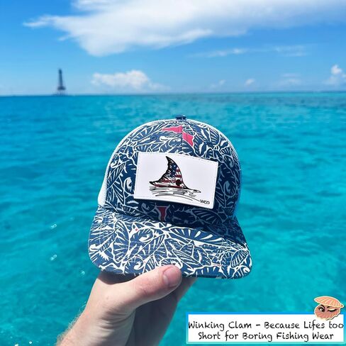 Winking Clam Outfitters Fishing Hat Adjustable Mesh Snapback Ball Cap + Multiple Patches in Kuwait