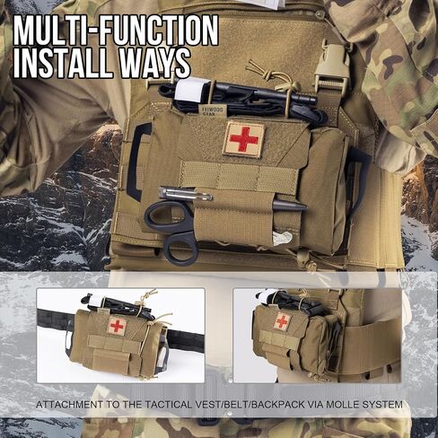 Tactical IFAK Pouch, Rapid Tear-Away First Aid Kit Two-Piece System Medical Pouches Emergency Survival Bag for Outdoor Travel Hiking in Kuwait