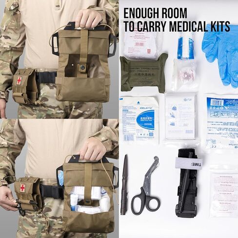 Tactical IFAK Pouch, Rapid Tear-Away First Aid Kit Two-Piece System Medical Pouches Emergency Survival Bag for Outdoor Travel Hiking in Kuwait
