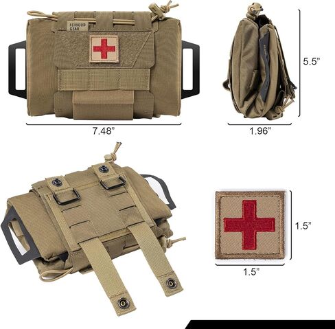 Tactical IFAK Pouch, Rapid Tear-Away First Aid Kit Two-Piece System Medical Pouches Emergency Survival Bag for Outdoor Travel Hiking in Kuwait
