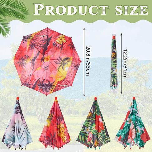 Amylove 4 Pack Summer Hawaii Umbrella Hat Colorful Head Umbrella Hat Umbrella for Adults and Kids Umbrella Caps Umbrella Headwear for Summer Hiking Camping Beach Sun Protection in Saudi Arabia