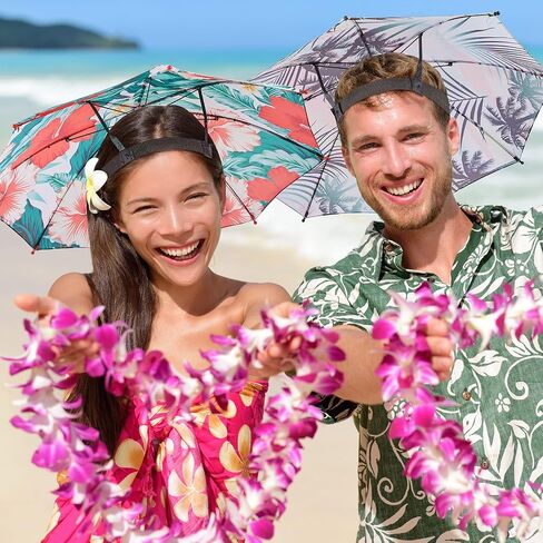 Amylove 4 Pack Summer Hawaii Umbrella Hat Colorful Head Umbrella Hat Umbrella for Adults and Kids Umbrella Caps Umbrella Headwear for Summer Hiking Camping Beach Sun Protection in Saudi Arabia