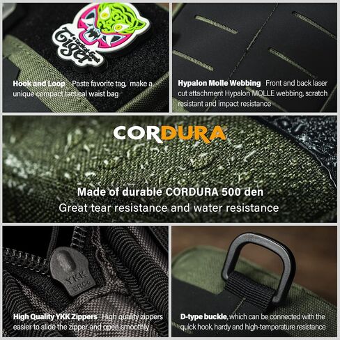 حقيبة جيب الخصر المدمجة E2.0 EDC من TACTICAL GEEK، منظم أدوات الحقيبة Molle EDC متعدد الأغراض، حقيبة أدوات Molle متعددة الأغراض للأدوات المتعددة، حقيبة تنظيم الأدوات اليومية من النايلون باللون الأخضر in Kuwait