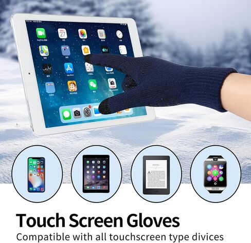 Yvechus 3 in 1 Winter Beanie Hat Scarf and Gloves Set Warm Knit Hat Thick Fleece Lined for Men Women in Kuwait