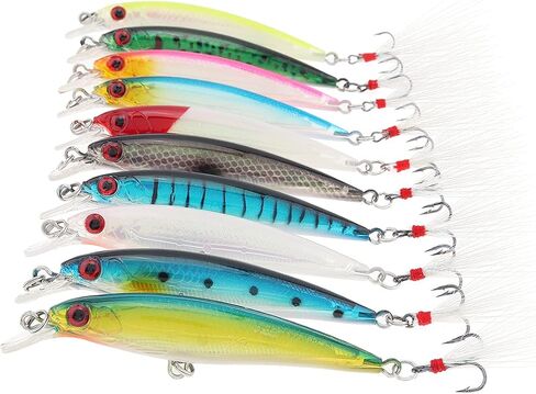 【Happy Shopping Day】 OriGlam 10pcs 3D Artificial Minnow Fishing Lures Baits, Fishing Tackle CrankBait Bass, Hard Bait Swimbait Fishing Lure in Saudi Arabia