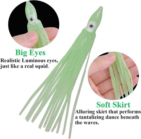 Fishing Squid Skirts Lures Octopus Skirts Trolling Lures Soft Plastic Fishing Tackle Squid Bait for Saltwater Bass Salmon Trout in Kuwait