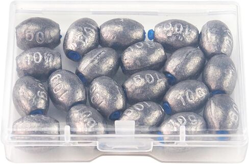 EKIND Egg Sinkers Weights Fishing Olive Shape Inner Core Assortment Lead Oval Shape Bass Casting Gear Kit for Saltwater Freshwater Fishing in Kuwait