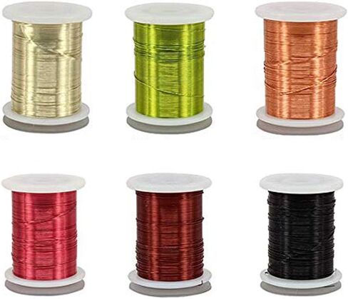 Riverruns 6 Color/Set Non-tarnishing Ultra Copper Wire 0.1mm, 0.2mm, 0.3mm Super Realistic Fly Tying Material Proudly from Europe Great Choices for Larve Nymph, Streamer (0.2mm Wire Pack) in Kuwait