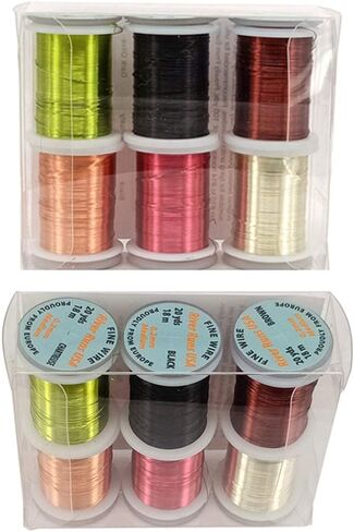 Riverruns 6 Color/Set Non-tarnishing Ultra Copper Wire 0.1mm, 0.2mm, 0.3mm Super Realistic Fly Tying Material Proudly from Europe Great Choices for Larve Nymph, Streamer (0.2mm Wire Pack) in Kuwait