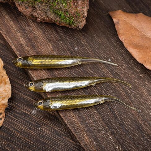 Goture Soft Plastic Baits with Worm Hooks Kit, Straight/Paddle/Fork Tail Swimbaits, Soft Jerk Shad Baits Jerkbait Minnow Baits for Bass Trout, Fishing Drop Shot Shad Lures in Kuwait