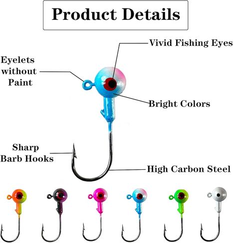 مجموعة طعوم كرابي من بومبيت، 104 قطعة، رؤوس جيغ مع طعوم كرابي، طعم كرابي لصيد السمك في المياه المالحة والعذبة 1/16 اونصة 1/8 اونصة 3/16 اونصة in Kuwait