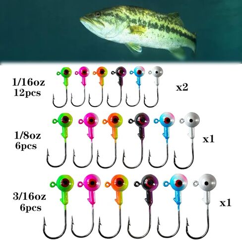 مجموعة طعوم كرابي من بومبيت، 104 قطعة، رؤوس جيغ مع طعوم كرابي، طعم كرابي لصيد السمك في المياه المالحة والعذبة 1/16 اونصة 1/8 اونصة 3/16 اونصة in Kuwait