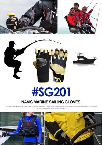 قفازات NAVIS MARINE للإبحار للرجال والنساء، والتجديف، والقوارب، وصيد الأسماك، والتجديف، وجميع الرياضات المائية، وحماية مثالية من الأشعة فوق البنفسجية، وأصابع قصيرة in Kuwait
