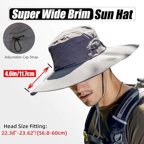 COSMOING Breathable Fishing Hat Wide Brim and Safari Cap with Sun Protection, UPF 50+ Sun Hats for Men & Women in Kuwait