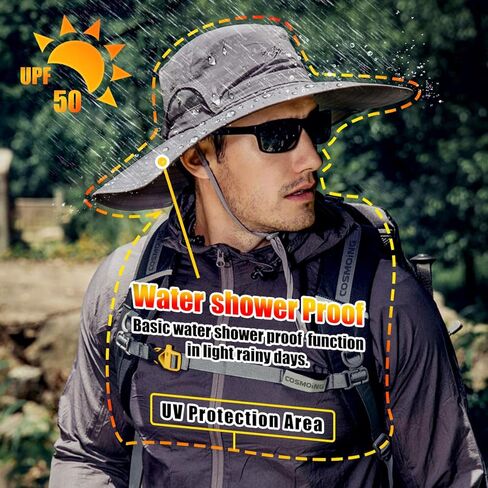 COSMOING Breathable Fishing Hat Wide Brim and Safari Cap with Sun Protection, UPF 50+ Sun Hats for Men & Women in Kuwait
