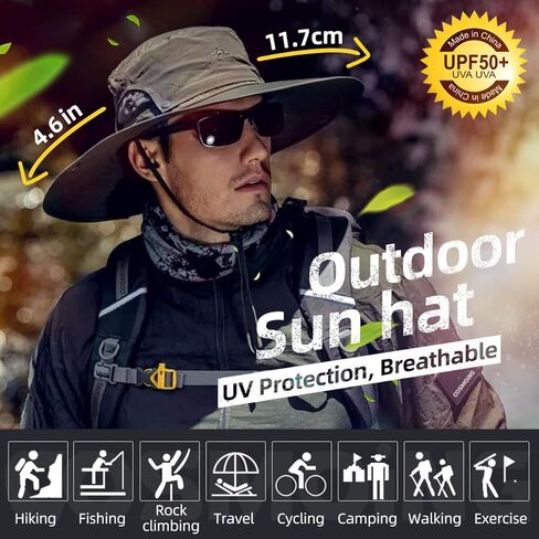 COSMOING Breathable Fishing Hat Wide Brim and Safari Cap with Sun Protection, UPF 50+ Sun Hats for Men & Women in Kuwait