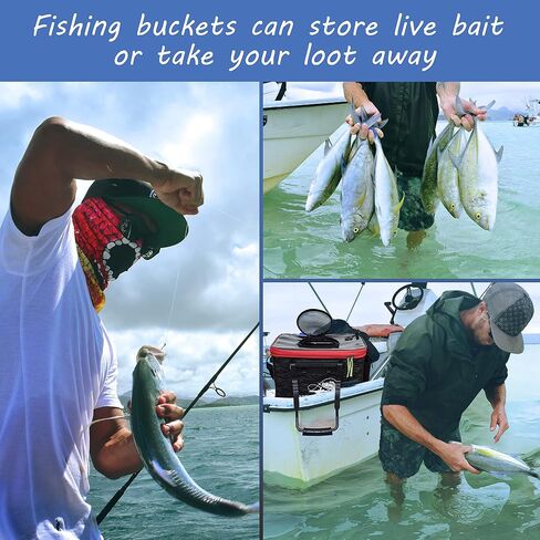 Transparent Top Cover Fishing Bucket, Foldable Fish Bait Bucket, Multifunctional Minnow Bucket, Live Fish Container, Fish Protection Bucket, Outdoor Camping Fishing Bag. in Saudi Arabia