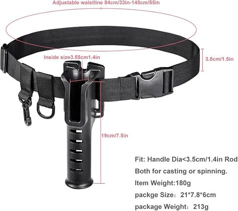 ليو حامل صنارة الصيد بحزام خصر قابل للتعديل، اداة اساسية لصيد الاسماك في الهواء الطلق، اداة اساسية دوارة لصنارة الصيد، حامل بكرة صنارة صيد محمول (اسود) in Kuwait