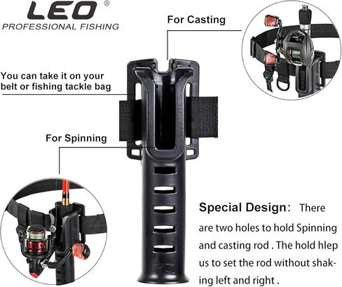 ليو حامل صنارة الصيد بحزام خصر قابل للتعديل، اداة اساسية لصيد الاسماك في الهواء الطلق، اداة اساسية دوارة لصنارة الصيد، حامل بكرة صنارة صيد محمول (اسود) in Kuwait