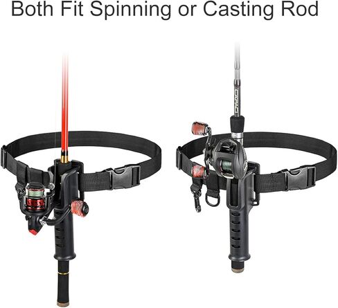 ليو حامل صنارة الصيد بحزام خصر قابل للتعديل، اداة اساسية لصيد الاسماك في الهواء الطلق، اداة اساسية دوارة لصنارة الصيد، حامل بكرة صنارة صيد محمول (اسود) in Kuwait