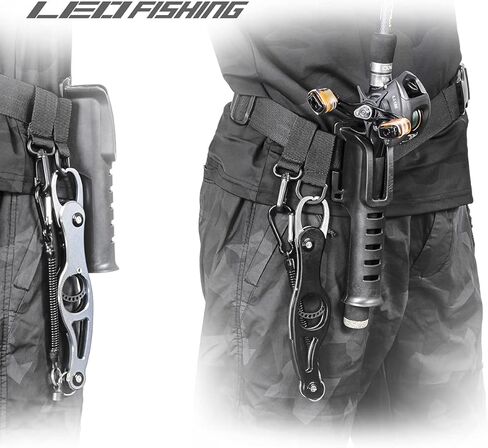 ليو حامل صنارة الصيد بحزام خصر قابل للتعديل، اداة اساسية لصيد الاسماك في الهواء الطلق، اداة اساسية دوارة لصنارة الصيد، حامل بكرة صنارة صيد محمول (اسود) in Kuwait