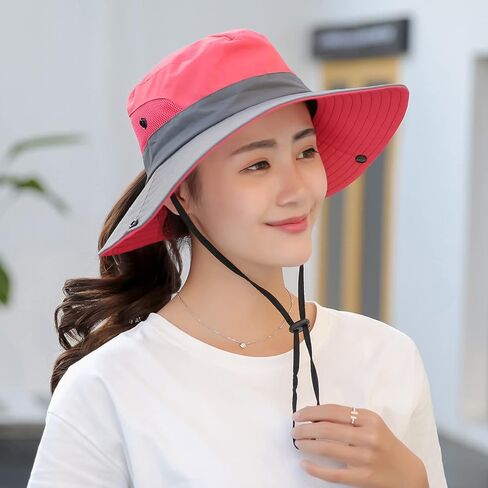 قبعة نسائية للشمس على شكل ذيل حصان للحماية من الأشعة فوق البنفسجية في الهواء الطلق قابلة للطي شبكية واسعة الحافة للشاطئ لصيد الأسماك في الصيف in Kuwait