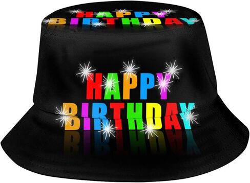 Happy Birthday Bucket Hat for Men Women, Fashion Packable Birthday Fishing Hat Sun Hat Outdoor Fisherman Cap in Kuwait