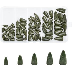 Bullet Fishing Sinkers Weights Kit, 68pcs Worm Sinker Fishing Weights Slip Weights Sliding Sinkers Painted Pitching Flipping Worm Weights for Bass Fishing Texas Rig Carolina Rig