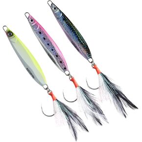 BASSDASH STIX Casting Jig Lure Vertical Slow Jigging Lures Mustad Hooks 0.7oz 1.1oz 1.4oz 2.1oz 2.8oz 3.9oz Mustad Hooks for Saltwater Freshwater Kayak Boat Shore Fishing, 3-Pack in Saudi Arabia