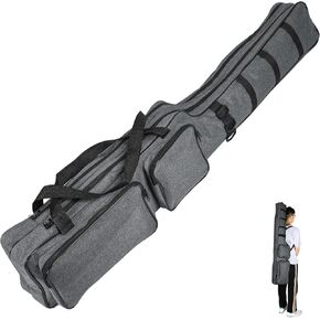 بست فاير حقيبة صنارة صيد 5 قدم قابلة للطي حقيبة صنارة صيد محمولة عالية السعة منظم حمل عصا الصيد في الهواء الطلق مقاومة للماء حقيبة اكسسوارات الصيد للعائلة والأصدقاء, رمادي, للاستخدام اليومي in Kuwait