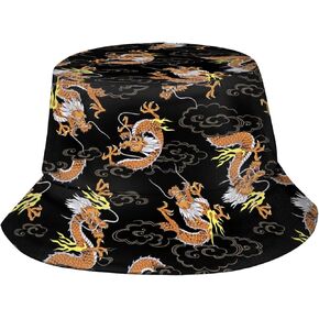 Funny Chinese Dragon Bucket Hat Sun Protection Wide Brim Hat Packable Summer Travel Dragon Fisherman Cap for Women Men in Kuwait